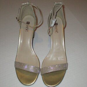 Sparkly Gold Heels Sandals 9.5 NWOB Shoes with Ankle Strap Idifu Party Holiday